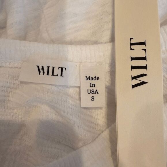 NEW! Wilt Double Tier Mock Hem White Tank Slub Cotton Ruffle Hem Size Small - Picture 6 of 10